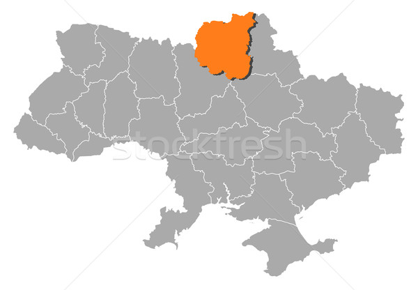 Map of Ukraine, Chernihiv highlighted Stock photo © Schwabenblitz