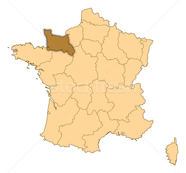 Map of France, Lower Normandy highlighted Stock photo © Schwabenblitz