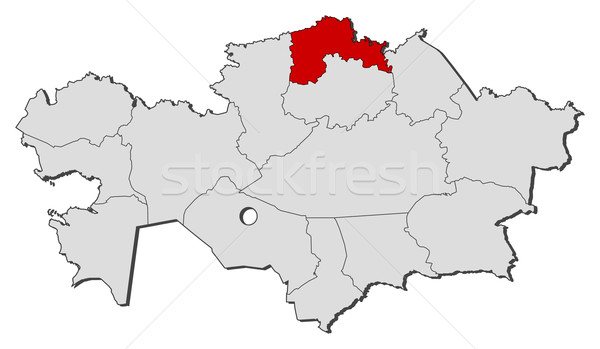 Map of Kazakhstan, North Kazakhstan highlighted Stock photo © Schwabenblitz