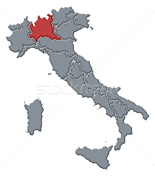 Map of Italy, Lombardy highlighted Stock photo © Schwabenblitz