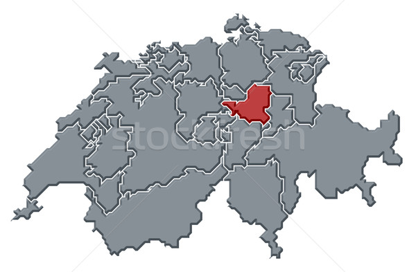 Map of Swizerland, Schwyz highlighted Stock photo © Schwabenblitz