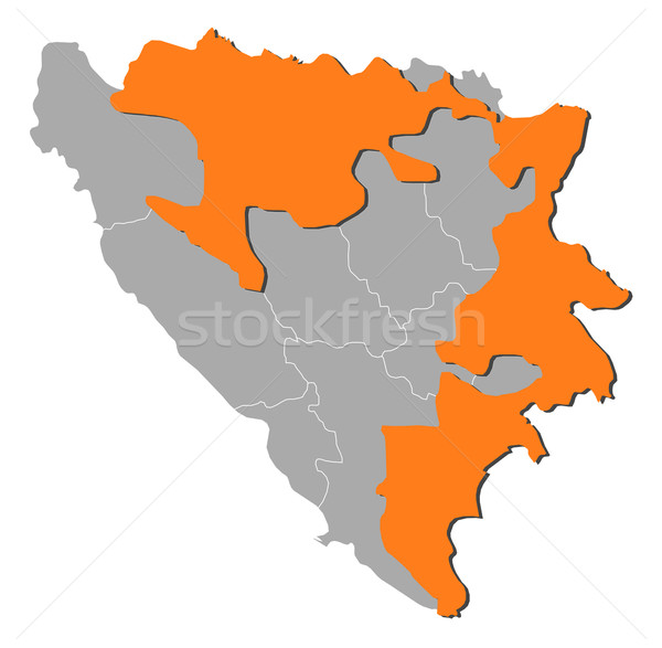 Stock photo: Map of Bosnia and Herzegovina, Republika Srpska highlighted