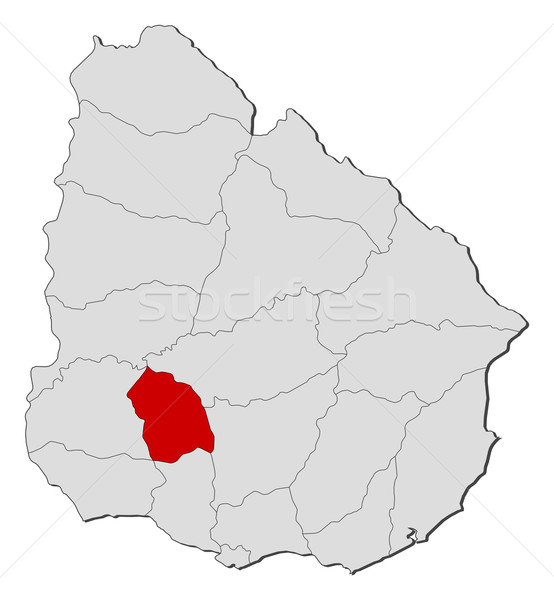 Map of Uruguay, Flores highlighted Stock photo © Schwabenblitz