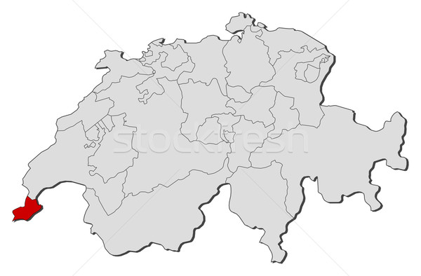 Map of Swizerland, Geneva highlighted Stock photo © Schwabenblitz