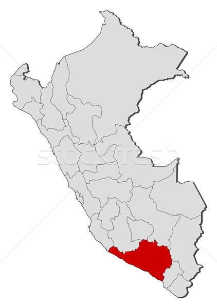 Stock fotó: Térkép · Peru · politikai · néhány · régiók · földgömb