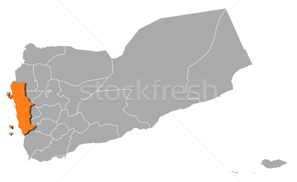 Map of Yemen, Al Hudaydah highlighted Stock photo © Schwabenblitz