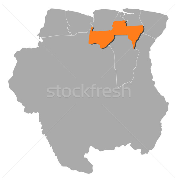 Stock photo: Map of Suriname, Para highlighted