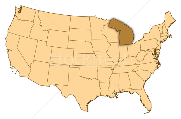 Map of United States, Michigan highlighted Stock photo © Schwabenblitz