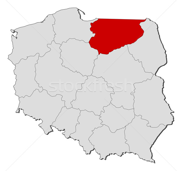 Map of Poland, Warmian-Masurian highlighted Stock photo © Schwabenblitz