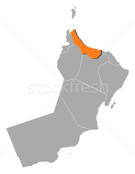 Map of Oman, Al Batinah highlighted Stock photo © Schwabenblitz