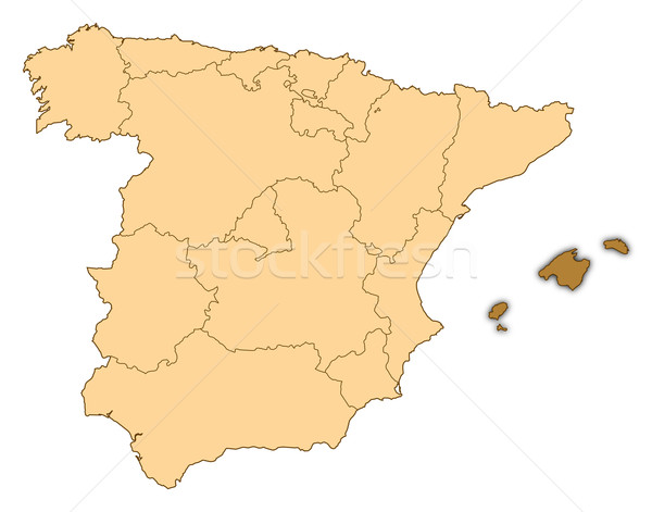 Map of Spain, Balearic Islands highlighted Stock photo © Schwabenblitz