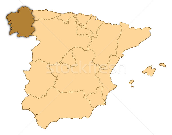 Map of Spain, Galicia highlighted Stock photo © Schwabenblitz