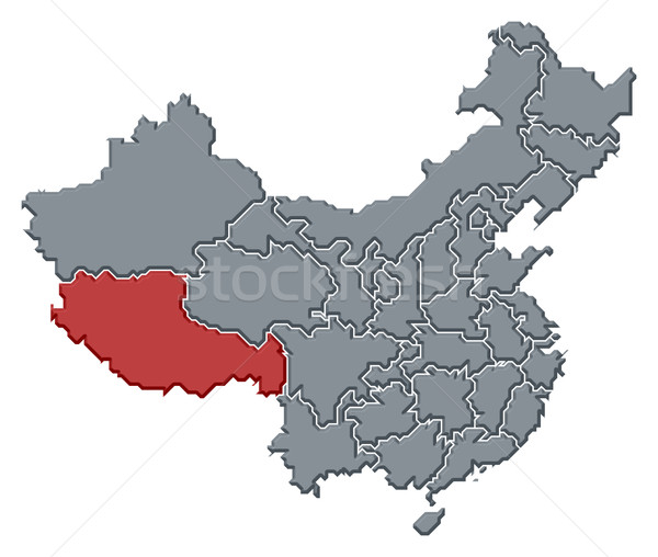 Сток-фото: карта · Китай · Тибет · политический · несколько · аннотация