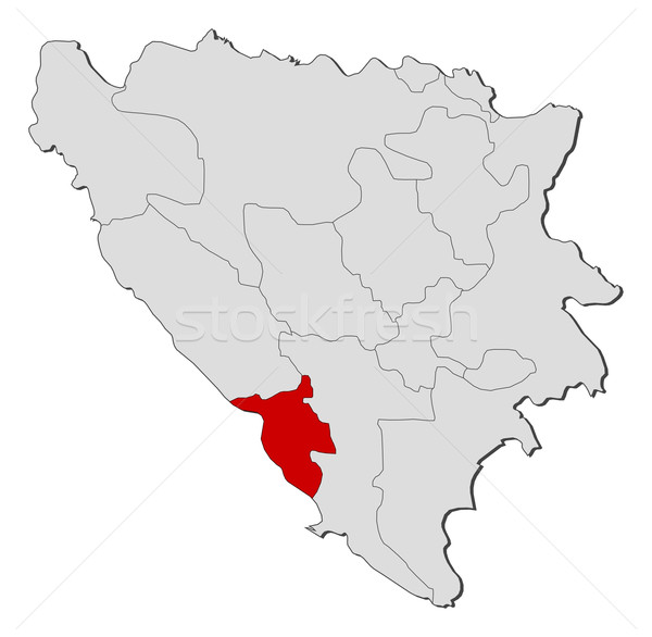 Map of Bosnia and Herzegovina, West Herzegovina highlighted Stock photo © Schwabenblitz