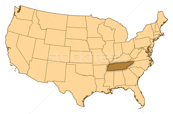 Stock photo: Map of United States, Tennessee highlighted