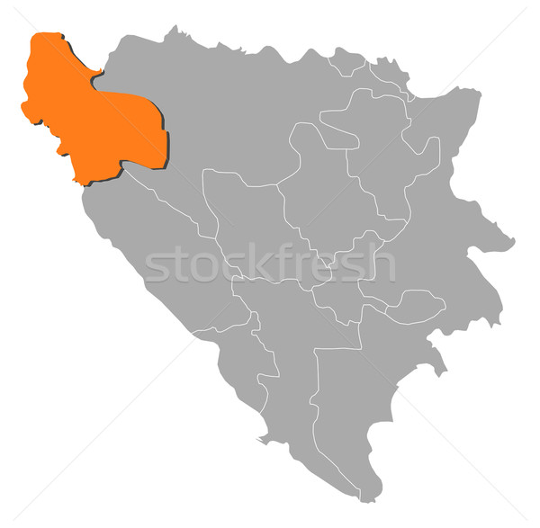 Map of Bosnia and Herzegovina, Una-Sana highlighted Stock photo © Schwabenblitz
