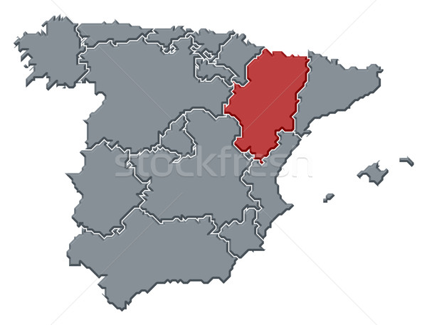 Map of Spain, Aragon highlighted Stock photo © Schwabenblitz