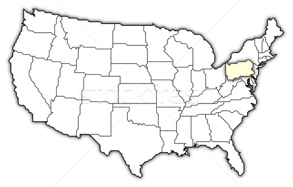 Foto stock: Mapa · Estados · Unidos · Pensilvania · político · resumen
