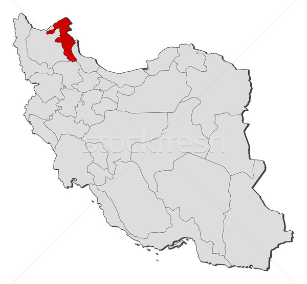 Stock photo: Map of Iran, Ardabil highlighted