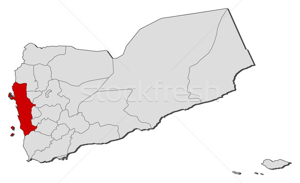 Map of Yemen, Al Hudaydah highlighted Stock photo © Schwabenblitz