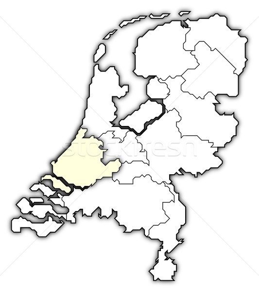 Stock photo: Map of Netherlands, South Holland highlighted