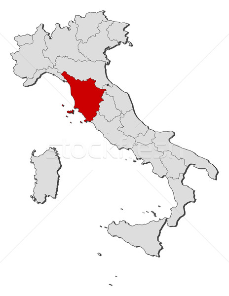 ストックフォト: 地図 · イタリア · トスカーナ · 政治的 · いくつかの · 地域
