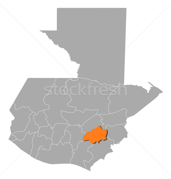 Stock photo: Map of Guatemala, Jalapa highlighted