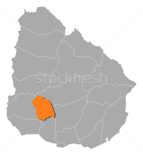 Stock photo: Map of Uruguay, Flores highlighted
