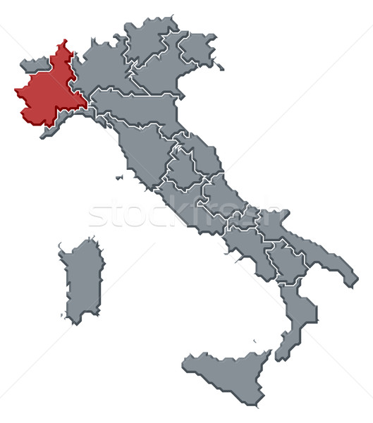 Map of Italy, Piemont highlighted Stock photo © Schwabenblitz