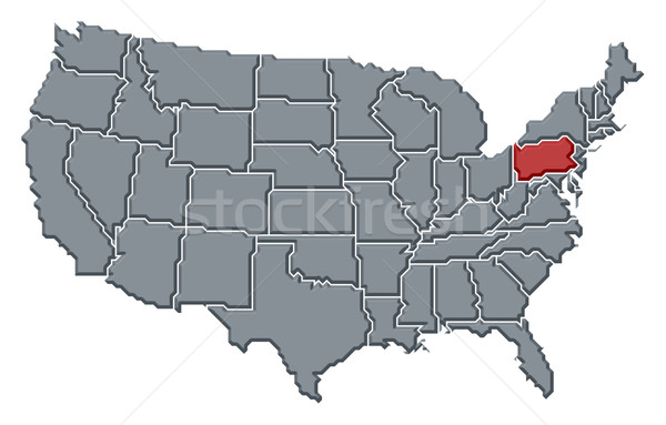 Foto d'archivio: Mappa · Stati · Uniti · Pennsylvania · politico · parecchi · abstract