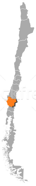 Foto stock: Mapa · Chile · político · vários · regiões · abstrato