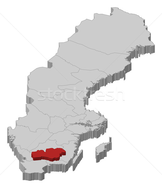 Map of Sweden, Kronoberg County highlighted Stock photo © Schwabenblitz