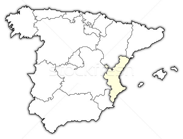 Map of Spain, Valencian Community highlighted Stock photo © Schwabenblitz