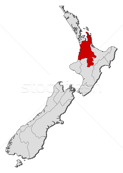 ストックフォト: 地図 · ニュージーランド · 政治的 · いくつかの · 地域 · 世界中