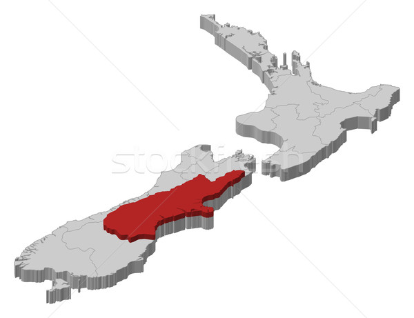 Kaart New Zealand politiek verscheidene regio abstract Stockfoto © Schwabenblitz