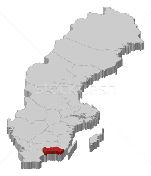 Map of Sweden, Blekinge County highlighted Stock photo © Schwabenblitz
