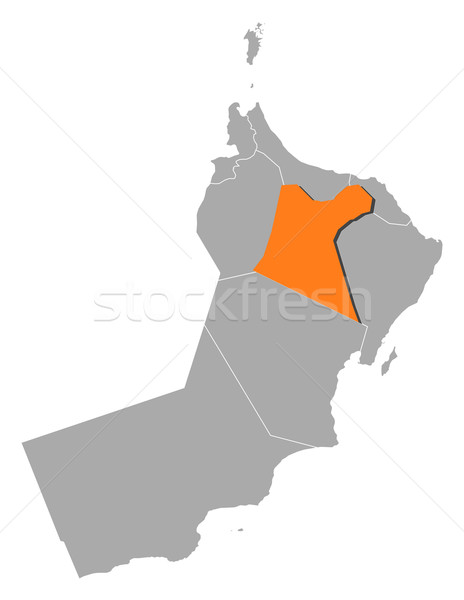 Map of Oman, Ad Dakhiliyah highlighted Stock photo © Schwabenblitz