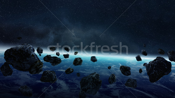 Meteoritos planeta tierra espacio vista mundo luz Foto stock © sdecoret