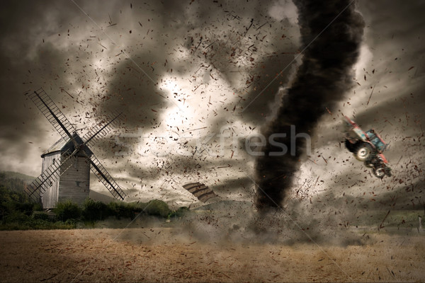 Nagy tornádó szerencsétlenség kilátás mező vihar Stock fotó © sdecoret