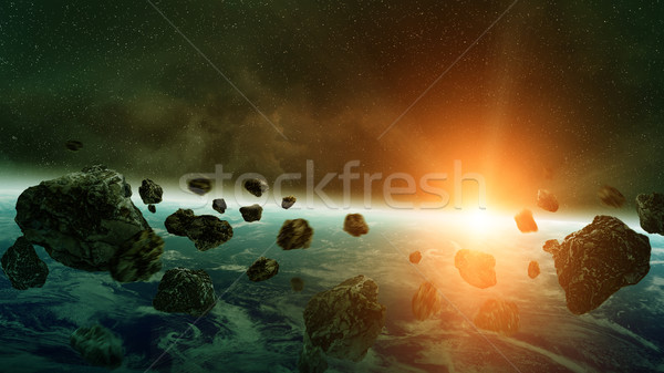 Stock fotó: Meteorit · Föld · űr · kilátás · égbolt · földgömb