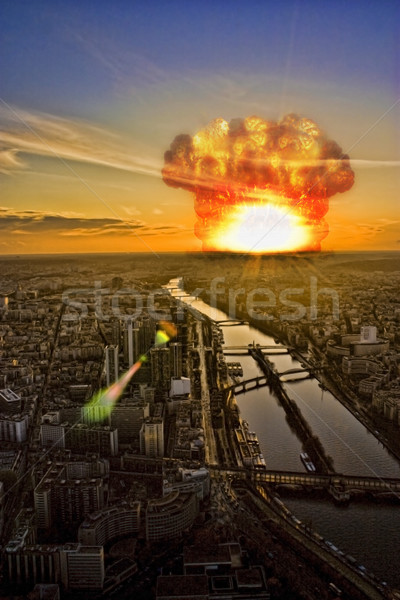 Meteorite shower over a city Stock photo © sdecoret
