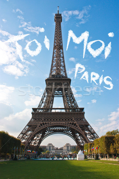 Amour Paris Tour Eiffel ville soleil coeur Photo stock © sdecoret