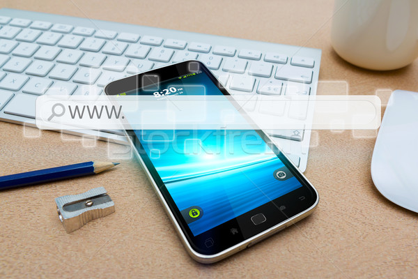 Modern mobile phone with internet web bar Stock photo © sdecoret