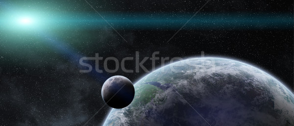 Stock photo: Sunrise over planet Earth in space