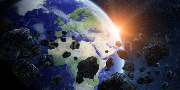 Meteoritos planeta tierra espacio vista mundo luz Foto stock © sdecoret