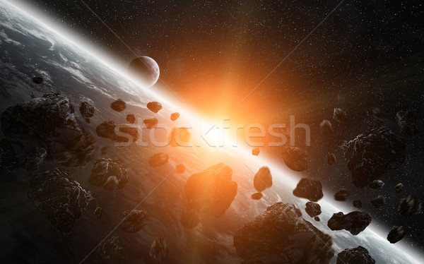 Meteorito planeta terra espaço ver globo luz Foto stock © sdecoret