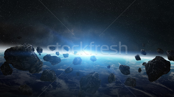 Meteorite impact on planet Earth in space Stock photo © sdecoret