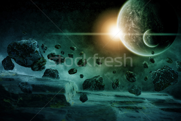 Meteorit bolygó űr kilátás égbolt földgömb Stock fotó © sdecoret