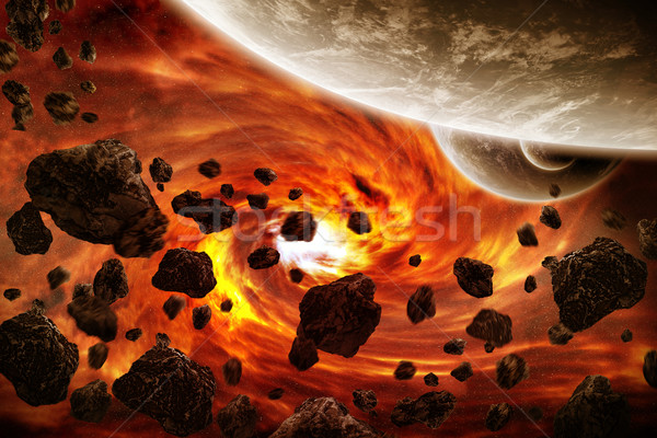 Stockfoto: Meteoriet · planeet · ruimte · hemel · wereldbol
