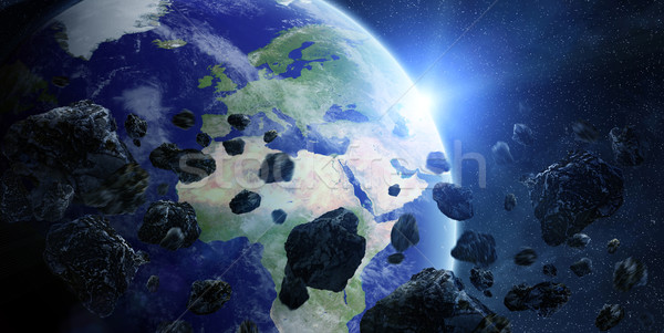 Foto stock: Meteorito · planeta · terra · espaço · ver · globo · luz